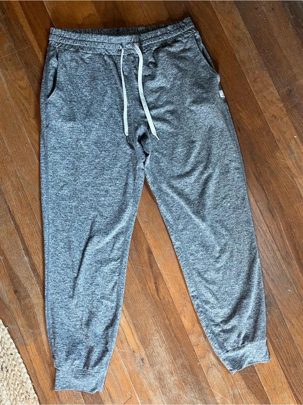 Vuori Gray Heather Jogger Pants with White Drawstring